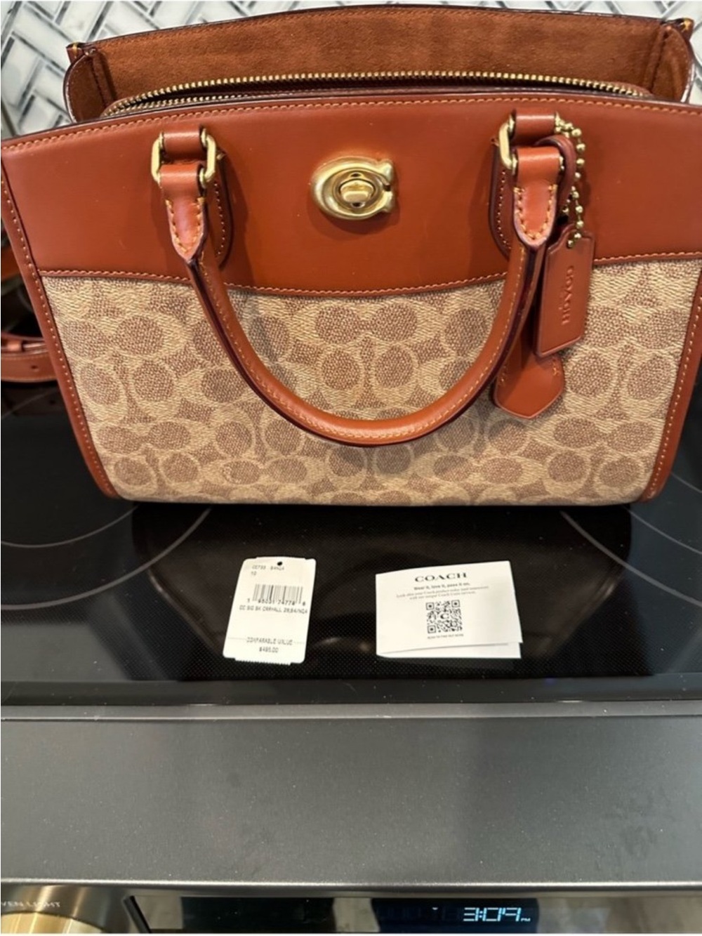 Coach Brooklyn Carryall in Acorn with Gold Hardware. Like New With Tag. CE733. - Picture 3 of 14